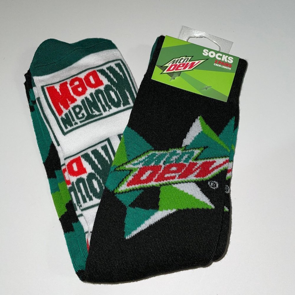 Mountain Dew 2 Pair Crew Socks NWT